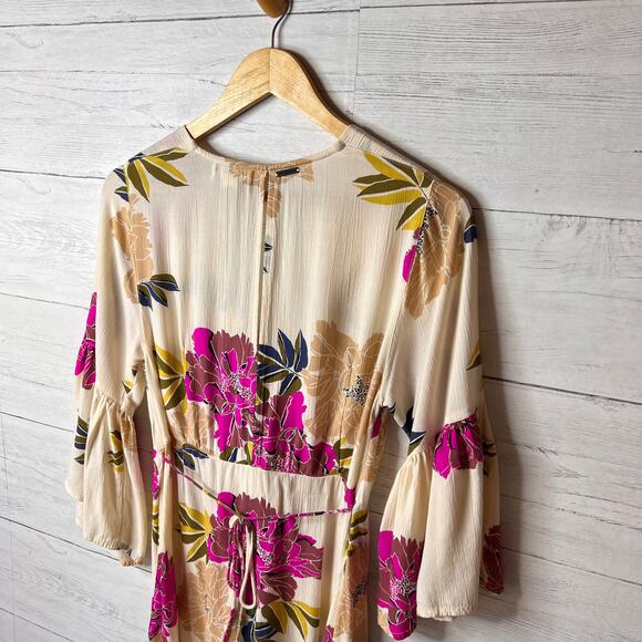 Billabong Dress Womens Size Small Divine Floral Faux Wrap Mini Colorful - Picture 12 of 16